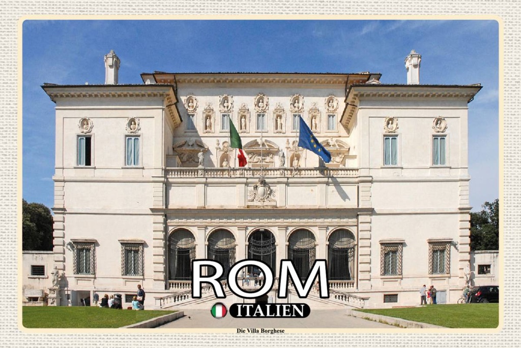 Holzschild 12x18 cm Rom Italien Die Villa Borghese Bildmotiv Reisemotiv Abenteuer Reisen