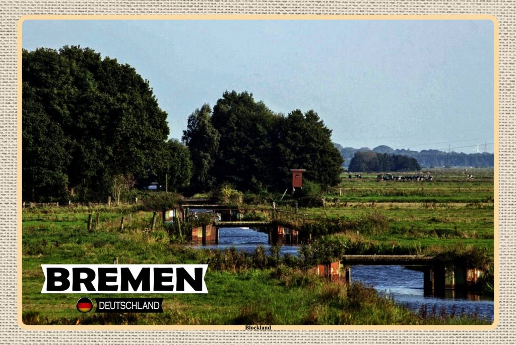 Holzschild 12x18 cm Bremen Blockland Bildmotiv Reisemotiv Abenteuer Reisen
