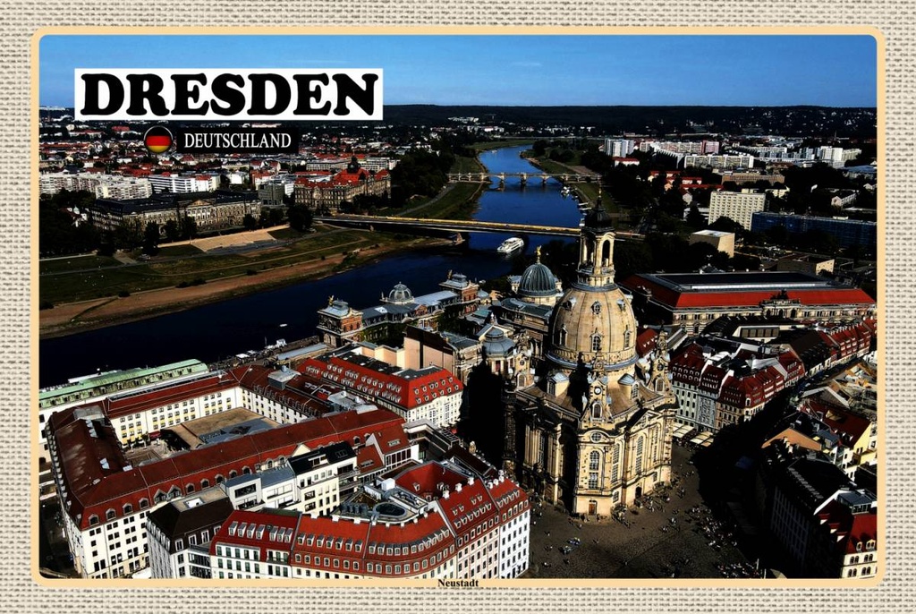 Holzschild 12x18 cm Dresden Neustadt Bildmotiv Reisemotiv Abenteuer Reisen
