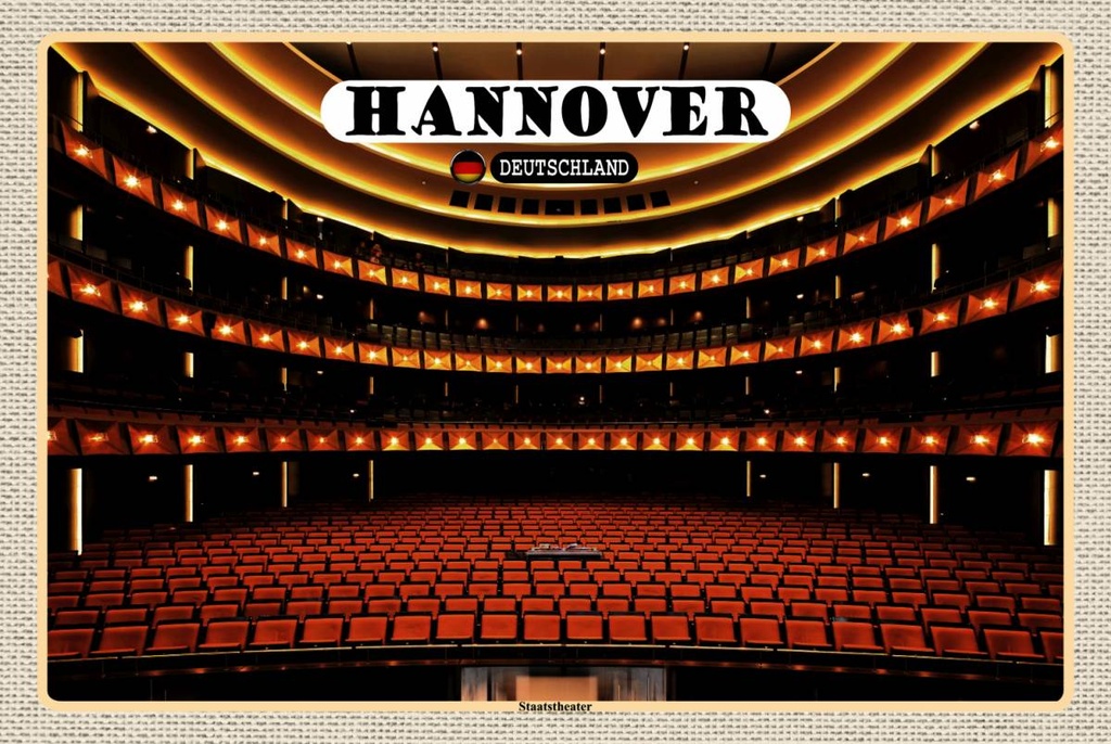 Holzschild 12x18 cm Hannover Staatstheater Bildmotiv Reisemotiv Abenteuer Reisen