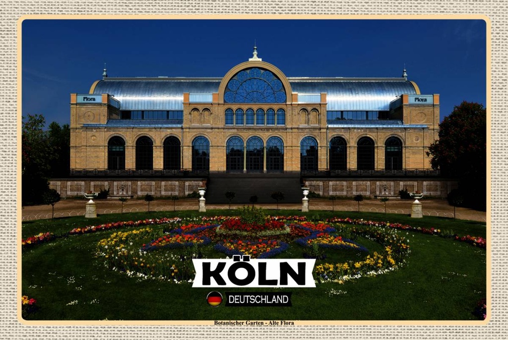 Holzschild 12x18 cm Köln Botanischer Garten Alte Flora Bildmotiv Reisemotiv Abenteuer Reisen