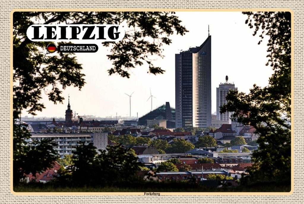 Holzschild 12x18 cm Leipzig Fockeberg Aussicht Bildmotiv Reisemotiv Abenteuer Reisen