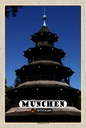 Holzschild 18x12 cm München Chinesischer Turm Baukunst Bildmotiv Reisemotiv Abenteuer Reisen