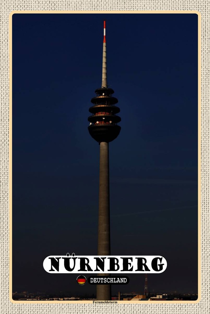 Holzschild 18x12 cm Nürnberg Fernmeldeturm Gemälde Bildmotiv Reisemotiv Abenteuer Reisen