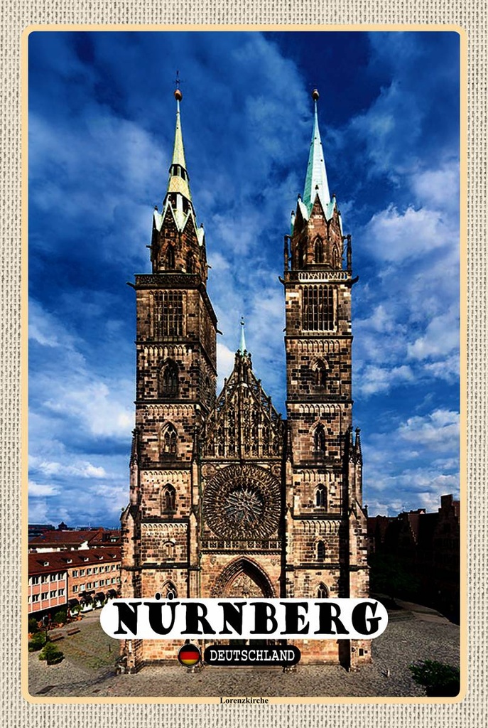 Holzschild 18x12 cm Nürnberg Lorenzkirche Bildmotiv Reisemotiv Abenteuer Reisen
