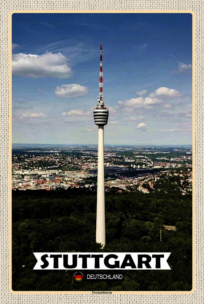Holzschild 18x12 cm Stuttgart Fernsehturm Stadt Bildmotiv Reisemotiv Abenteuer Reisen