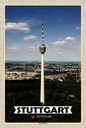 Holzschild 18x12 cm Stuttgart Fernsehturm Stadt Bildmotiv Reisemotiv Abenteuer Reisen