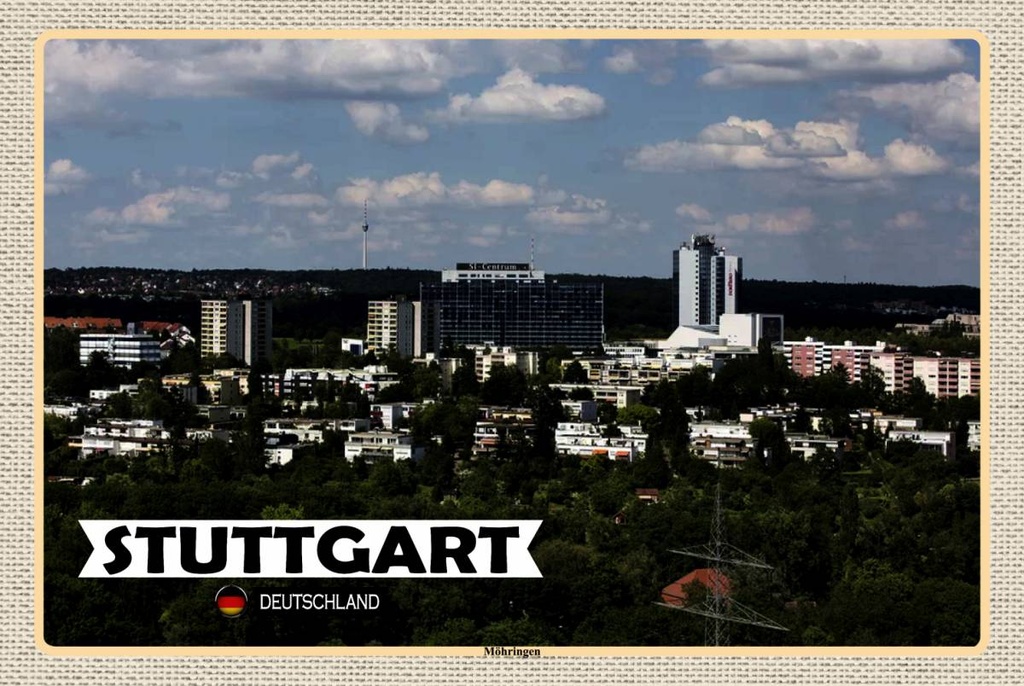 Holzschild 12x18 cm Stuttgart Möhringen Stadt Natur Bildmotiv Reisemotiv Abenteuer Reisen