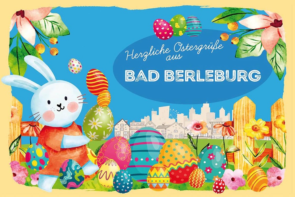 Holzschild 12x18 cm Ostergrüße BAD BERLEBURG