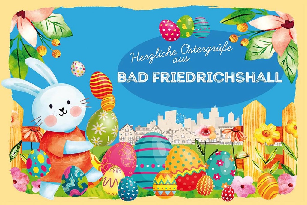 Holzschild 12x18 cm Ostergrüße BAD FRIEDRICHSHALL