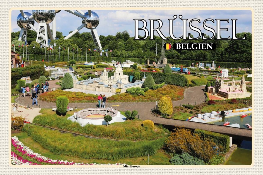 Holzschild 12x18 cm Brüssel Belgien Mini Europe Bildmotiv Reisemotiv Abenteuer Reisen