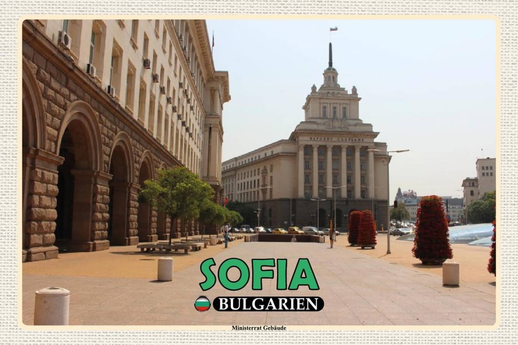 Holzschild 12x18 cm Sofia Bulgarien Ministerrat Gebäude Bildmotiv Reisemotiv Abenteuer Reisen