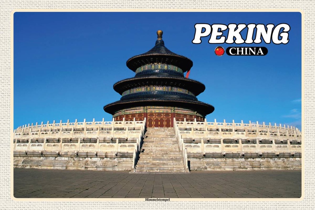 Holzschild 12x18 cm Peking China Himmelstempel Bildmotiv Reisemotiv Abenteuer Reisen