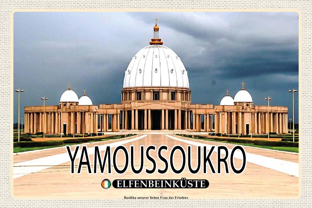 Holzschild 12x18 cm Yamoussoukro Elfenbeinküste Basilika Bildmotiv Reisemotiv Abenteuer Reisen