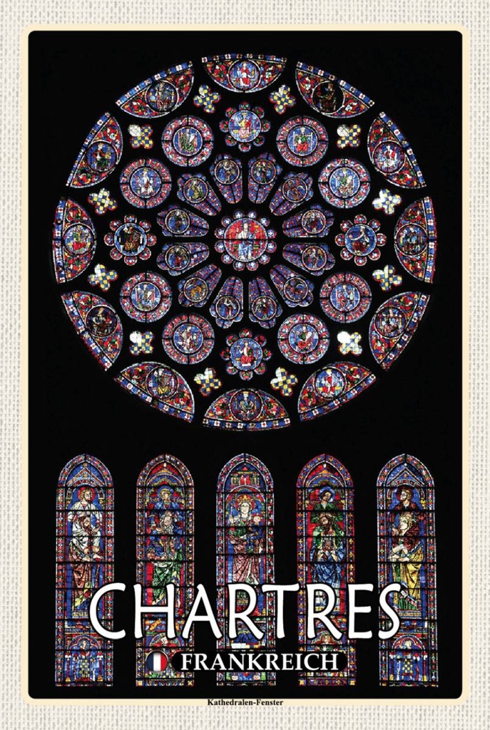 Holzschild 18x12 cm Chartres Frankreich Kathedrale