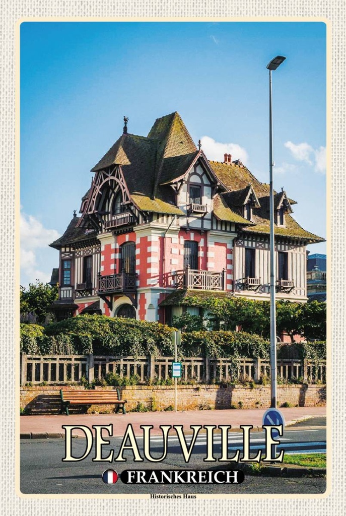 Holzschild 18x12 cm Deauville Frankreich Historisches Haus