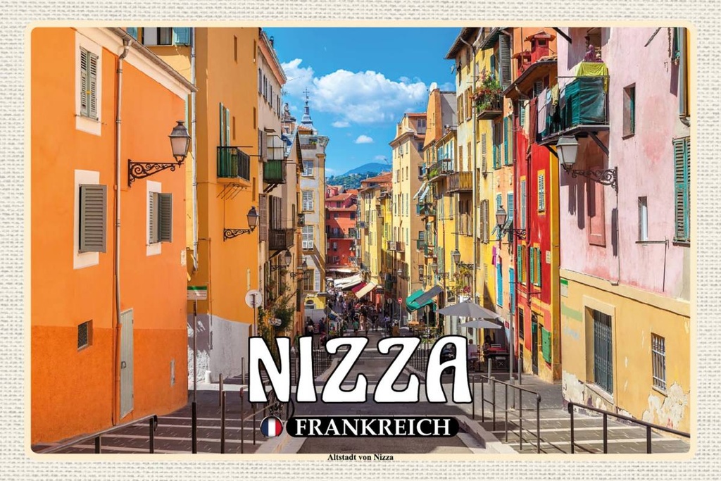 Holzschild 12x18 cm Nizza Frankreich Altstadt von Nizza