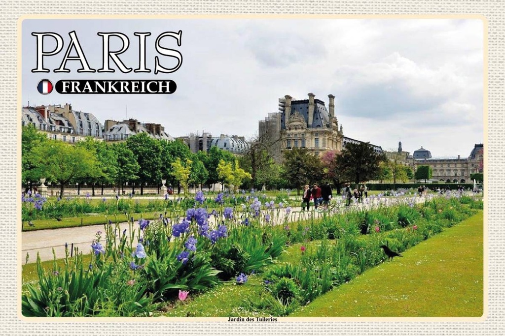 Holzschild 12x18 cm Paris Frankreich Jardin des Tuileries Park