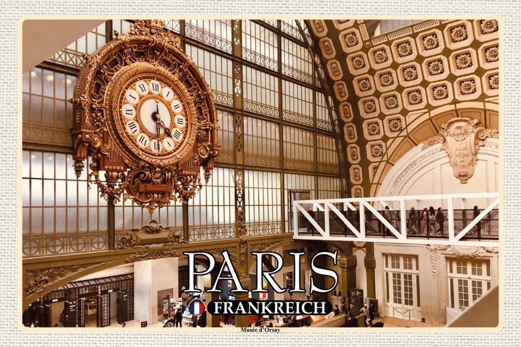 Holzschild 12x18 cm Paris Frankreich Musée d'Orsay Kunstmuseum