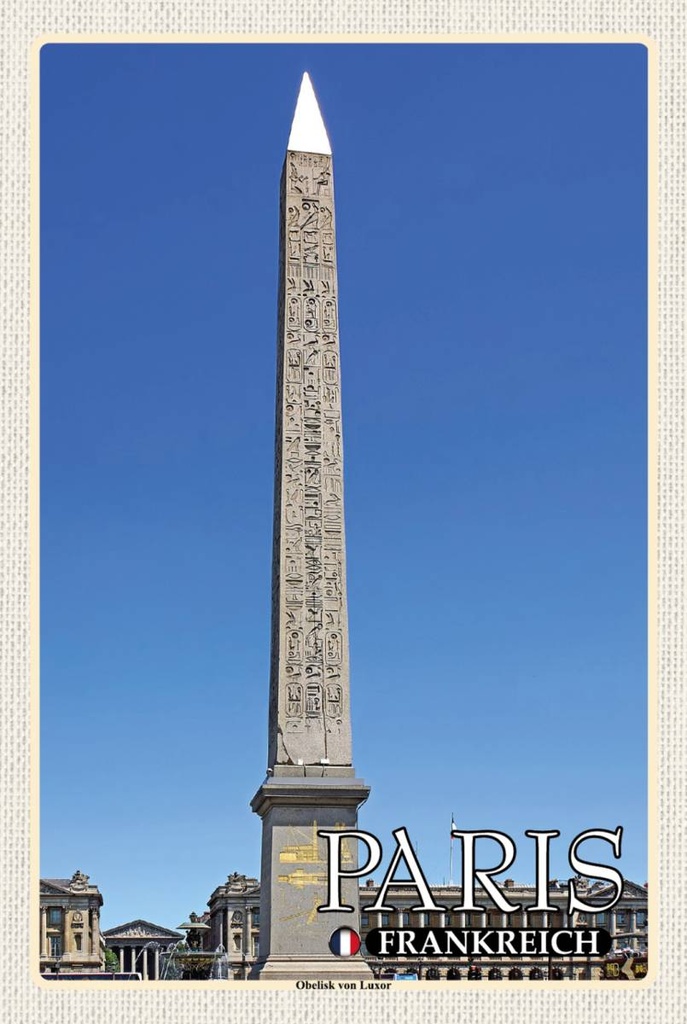 Holzschild 18x12 cm Paris Frankreich Obelisk von Luxor