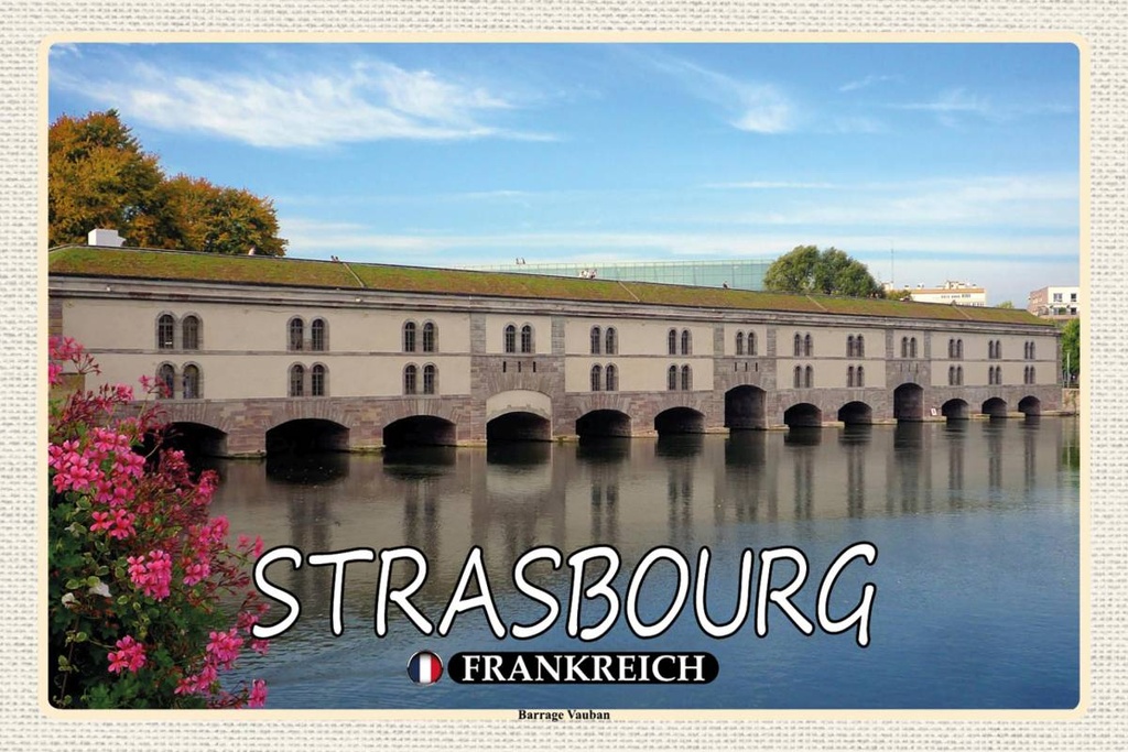Holzschild 12x18 cm Strasbourg Frankreich Barrage Vauban