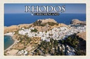 Holzschild 12x18 cm Rhodos Griechenland Lindos Stadt Meer Bildmotiv Reisemotiv Abenteuer Reisen
