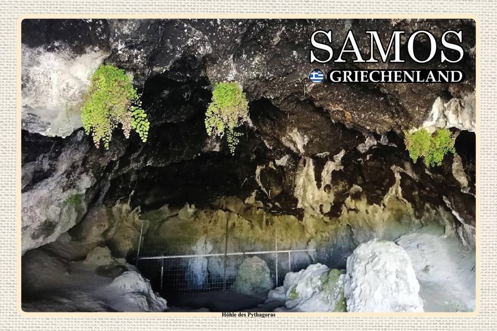 Holzschild 12x18 cm Samos Griechenland Höhle des Pythagoras Bildmotiv Reisemotiv Abenteuer Reisen