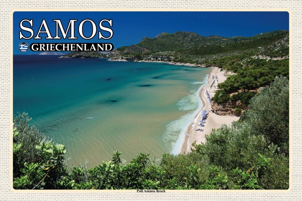 Holzschild 12x18 cm Samos Griechenland Psili Ammos Beach Bildmotiv Reisemotiv Abenteuer Reisen