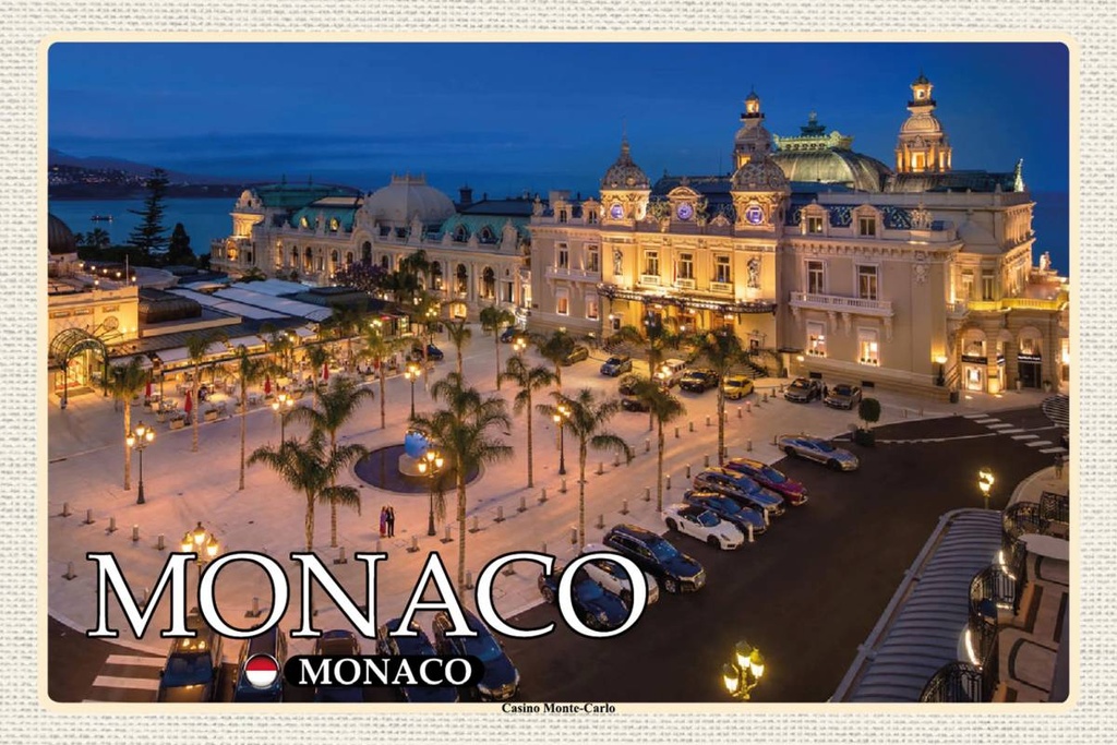 Holzschild 12x18 cm Monaco Casino Monte-Carlo Bildmotiv Reisemotiv Abenteuer Reisen