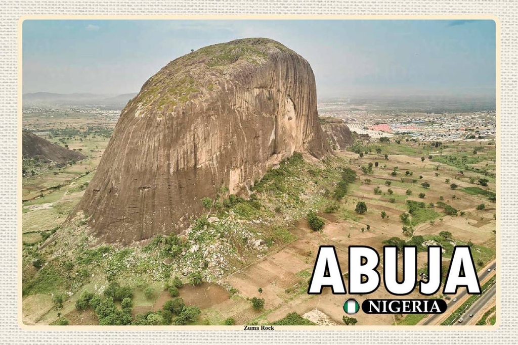 Holzschild 12x18 cm Abuja Nigeria Zuma Rock Felsformation Bildmotiv Reisemotiv Abenteuer Reisen