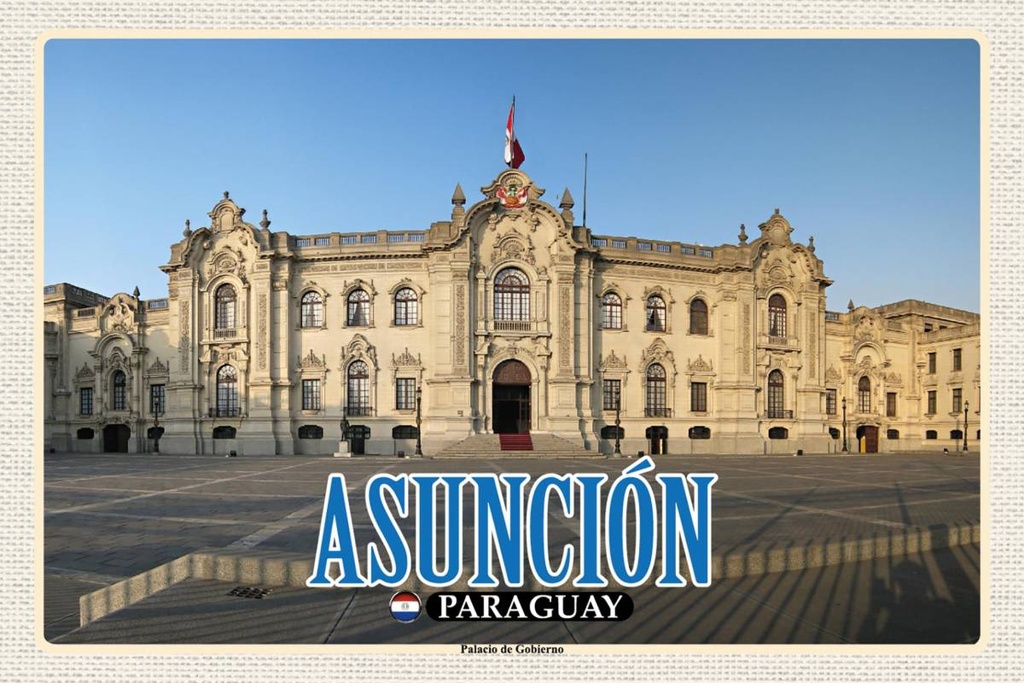 Holzschild 12x18 cm Asuncion Paraguay Palacio de Gobierno Bildmotiv Reisemotiv Abenteuer Reisen