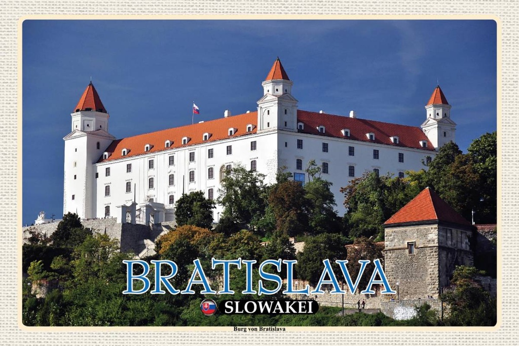 Holzschild 12x18 cm Bratislava Slowakei Burg von Bildmotiv Reisemotiv Abenteuer Reisen