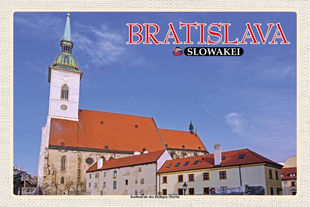Holzschild 12x18 cm Bratislava Kathedrale Heiligen Martin Bildmotiv Reisemotiv Abenteuer Reisen