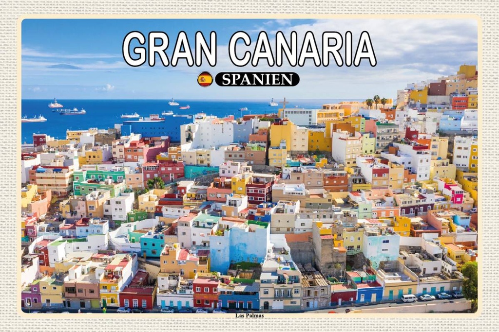 Holzschild 12x18 cm Gran Canaria Spanein Las Palmas Stadt Bildmotiv Reisemotiv Abenteuer Reisen