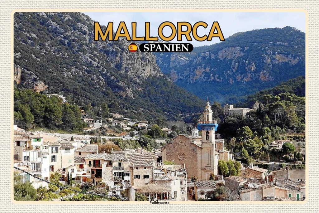 Holzschild 12x18 cm Mallorca Spanien Valldemossa Gemeinde Bildmotiv Reisemotiv Abenteuer Reisen
