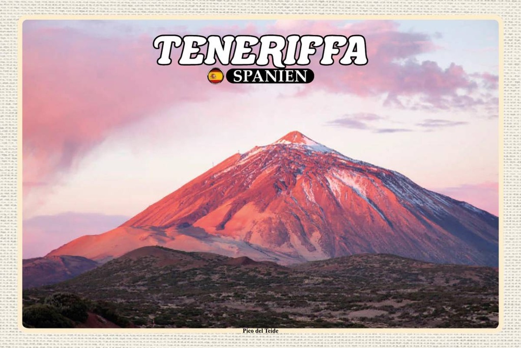 Holzschild 12x18 cm Teneriffa Spanien Pico del Teide Berg Bildmotiv Reisemotiv Abenteuer Reisen