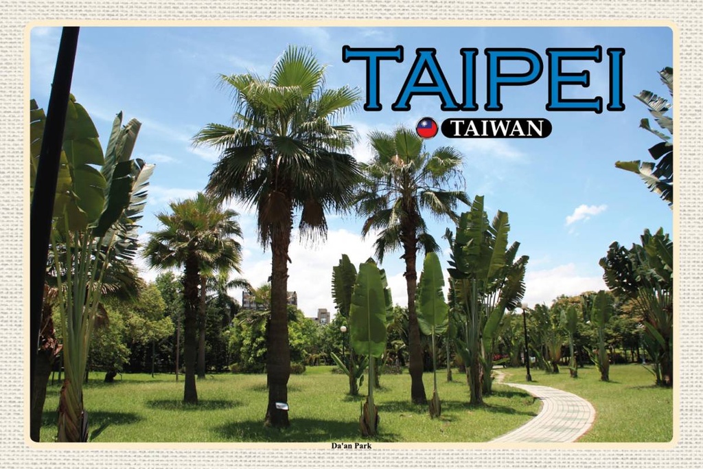 Holzschild 12x18 cm Taipei Taiwan Da'an Park Bildmotiv Reisemotiv Abenteuer Reisen