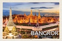Holzschild 12x18 cm Bangkok Thailand Tempel Sonnenuntergang Bildmotiv Reisemotiv Abenteuer Reisen