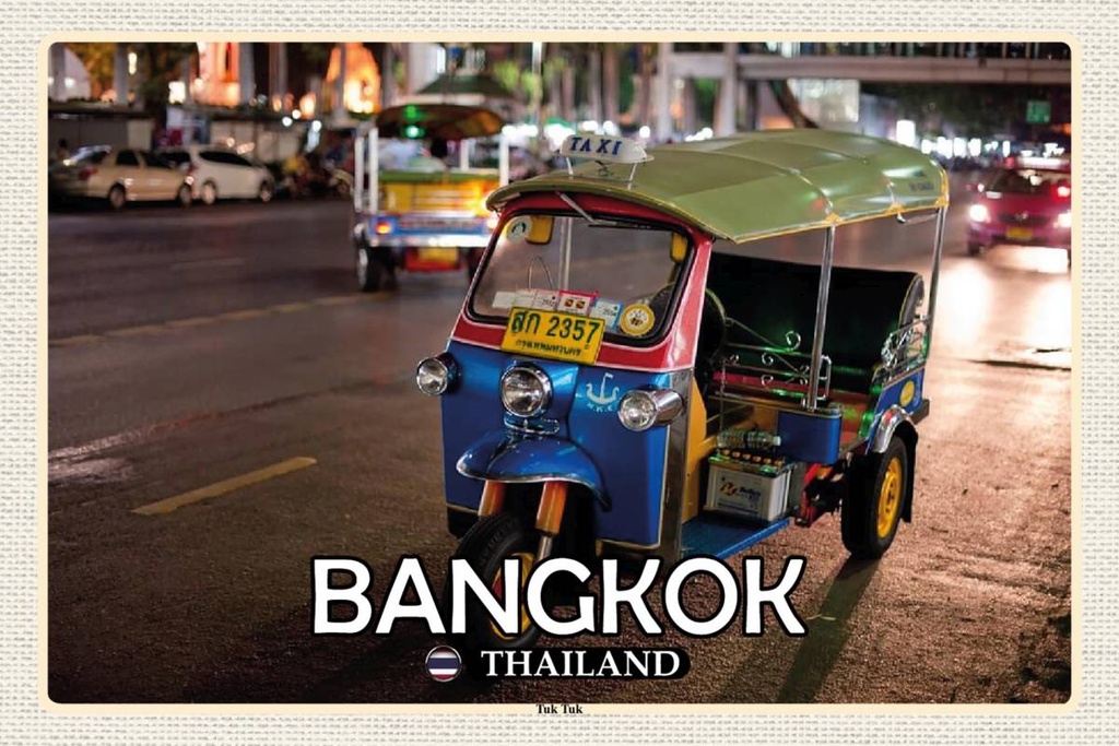 Holzschild 12x18 cm Bangkok Thailand Tuk Bildmotiv Reisemotiv Abenteuer Reisen