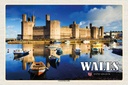 Holzschild 12x18 cm Wales United Kingdom Caernarfon Castle Bildmotiv Reisemotiv Abenteuer Reisen