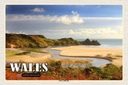 Holzschild 12x18 cm WalesThree Cliffs Bay Bucht Bildmotiv Reisemotiv Abenteuer Reisen