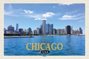Holzschild 12x18 cm Chicago USA Skyline Hochhäuser Bildmotiv Reisemotiv Abenteuer Reisen