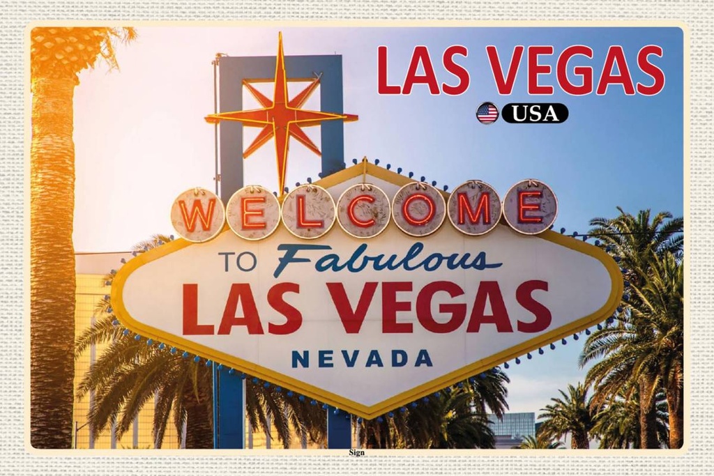 Holzschild 12x18 cm Las Vegas USA Willkommens Bildmotiv Reisemotiv Abenteuer Reisen
