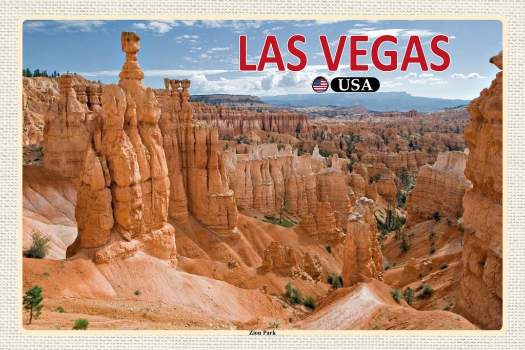 Holzschild 12x18 cm Las Vegas USA Zion Park Bildmotiv Reisemotiv Abenteuer Reisen