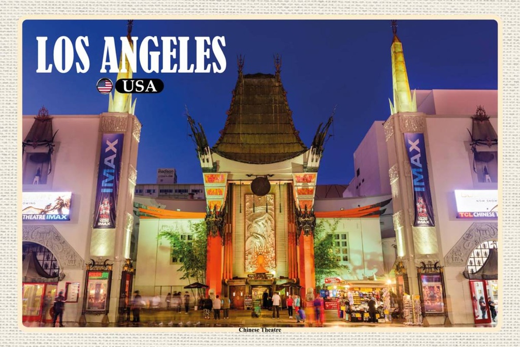 Holzschild 12x18 cm Los Angeles USA Chinese Theatre Deo Bildmotiv Reisemotiv Abenteuer Reisen
