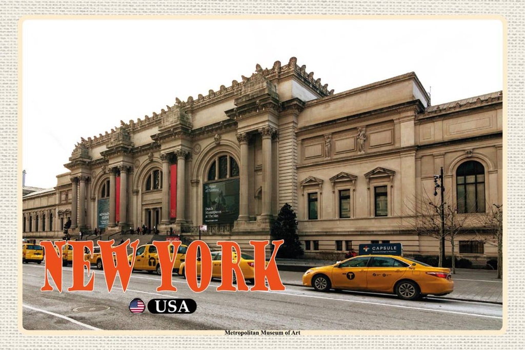Holzschild 12x18 cm New York Reisen USA Metropolitan Museum of Art Bildmotiv Reisemotiv Abenteuer