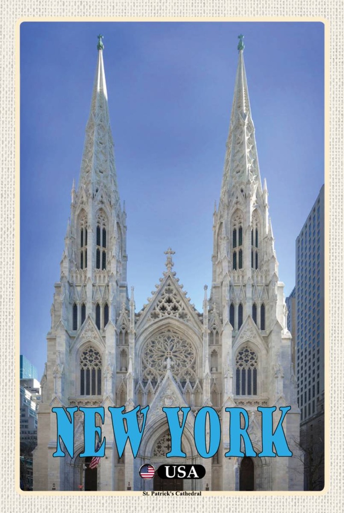 Holzschild 18x12 cm New York USA St. Patrick's Cathedral Bildmotiv Reisemotiv Abenteuer Reisen