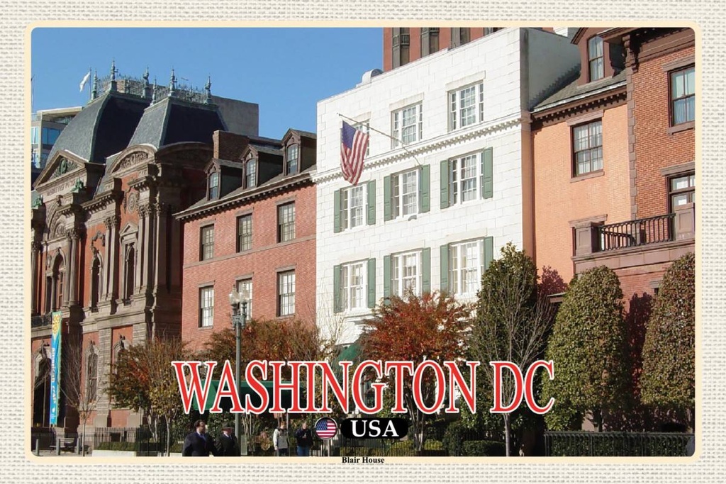 Holzschild 12x18 cm Washington DC USA Blair House Gästehaus Bildmotiv Reisemotiv Abenteuer Reisen