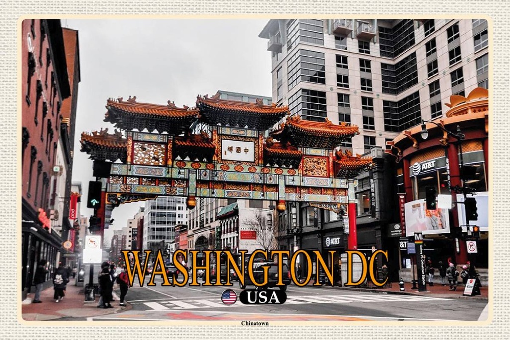 Holzschild 12x18 cm Washington DC USA Chinatown Bildmotiv Reisemotiv Abenteuer Reisen