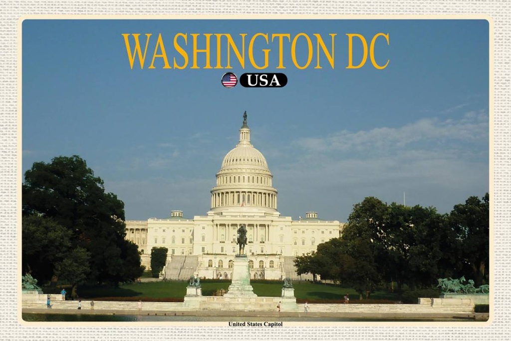 Holzschild 12x18 cm Washington DC USA United States Capitol Bildmotiv Reisemotiv Abenteuer Reisen